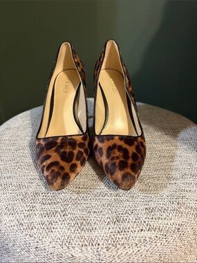 Nine West Leopard Print Pointed Toe Pumps - Brown & Black